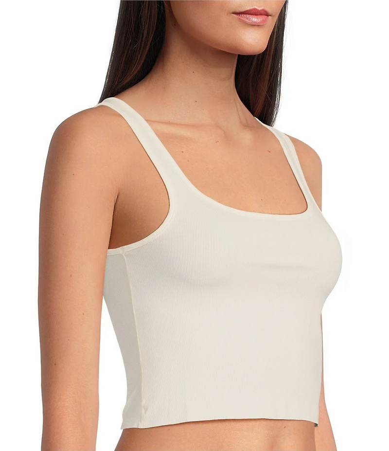 VAN WINKLE & CO. Flat Ribbed Sleeveless Square Neck Cropped Tank