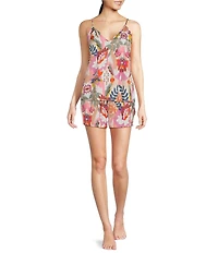 VAN WINKLE & CO. Floral Ikat Print Sleeveless V-Neck Satin Coordinating Sleep Top
