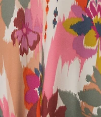 VAN WINKLE & CO. Floral Ikat Print Sleeveless V-Neck Woven Satin Maxi Chemise