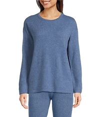 VAN WINKLE & CO. Long Sleeve Crew Neck Coordinating Cashmere Sleep Top