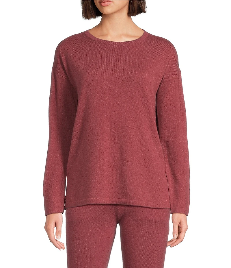 VAN WINKLE & CO. Long Sleeve Crew Neck Coordinating Cashmere Sleep Top