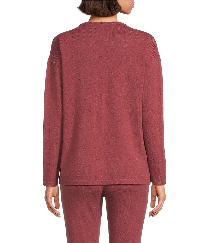 VAN WINKLE & CO. Long Sleeve Crew Neck Coordinating Cashmere Sleep Top