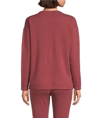 VAN WINKLE & CO. Long Sleeve Crew Neck Coordinating Cashmere Sleep Top