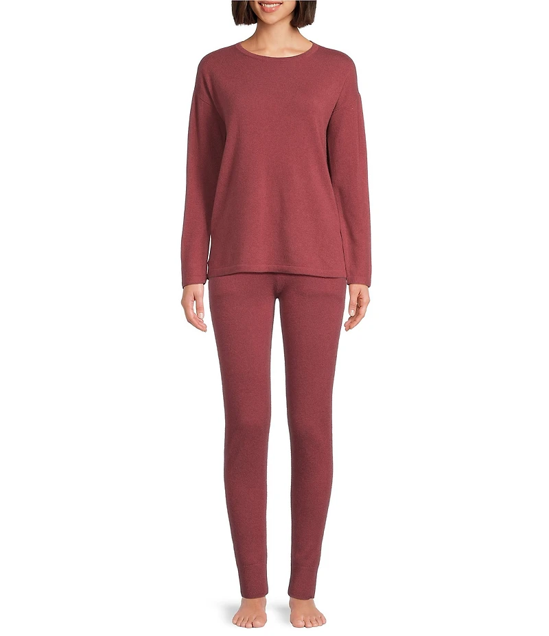 VAN WINKLE & CO. Long Sleeve Crew Neck Coordinating Cashmere Sleep Top