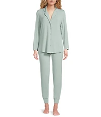 VAN WINKLE & CO. Long Sleeve Notch Collar Knit Top & Jogger Pajama Set