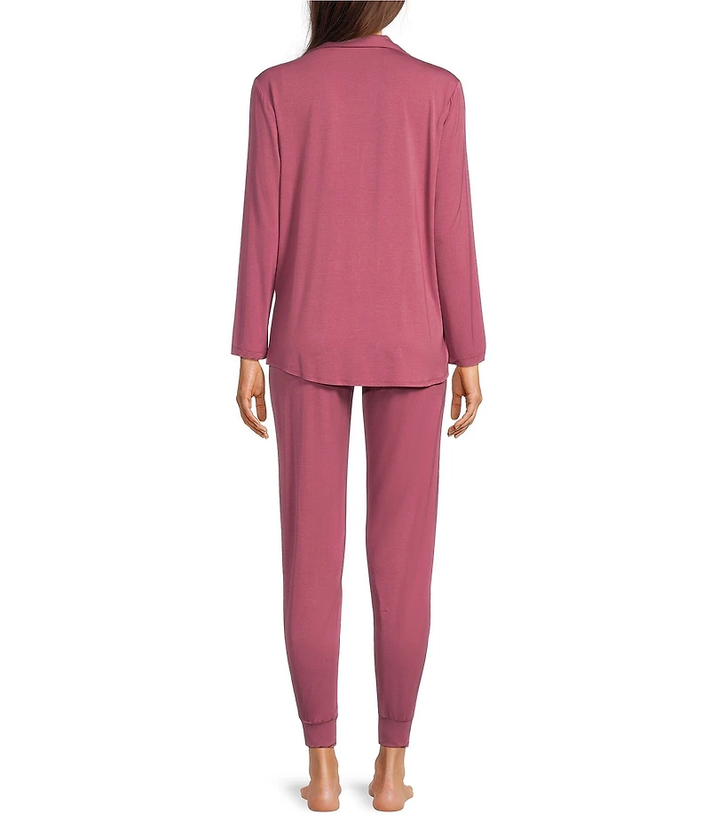 VAN WINKLE & CO. Long Sleeve Notch Collar Knit Top & Jogger Pajama Set