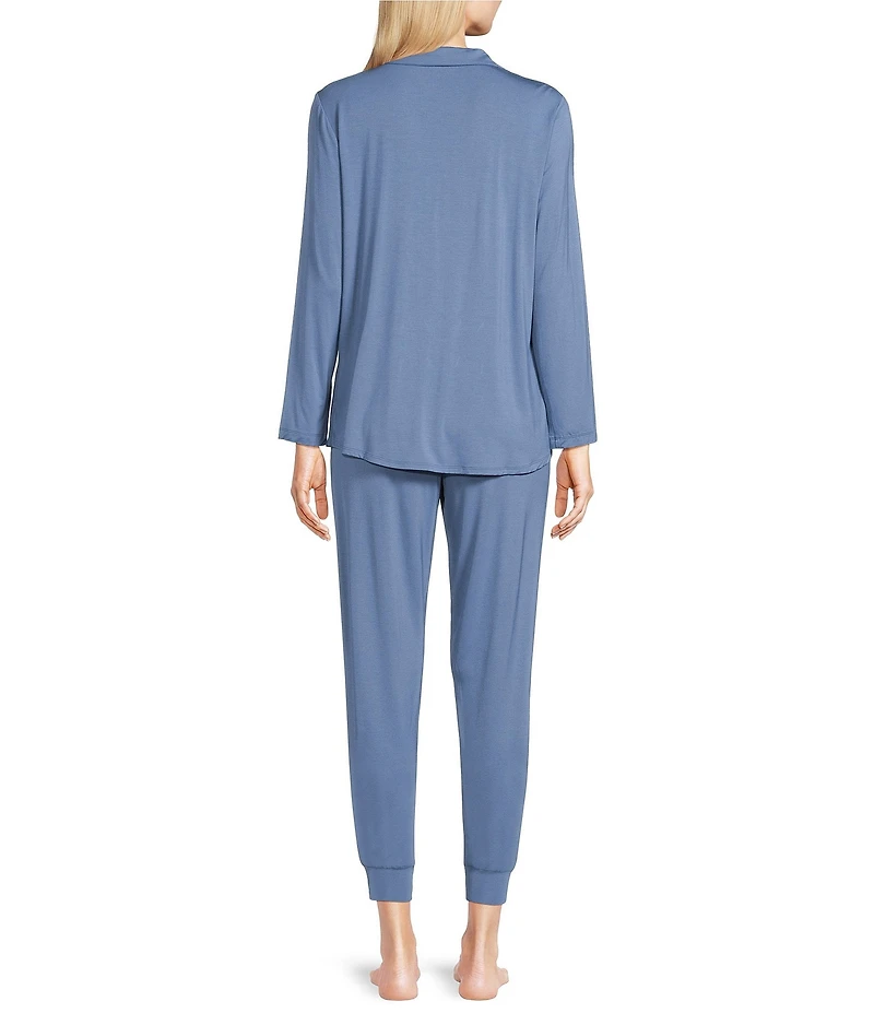 VAN WINKLE & CO. Long Sleeve Notch Collar Knit Top & Jogger Pajama Set