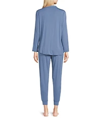 VAN WINKLE & CO. Long Sleeve Notch Collar Knit Top & Jogger Pajama Set