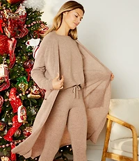 VAN WINKLE & CO. Long Sleeve Open Front Coordinating Lounge Duster Cashmere Cardigan