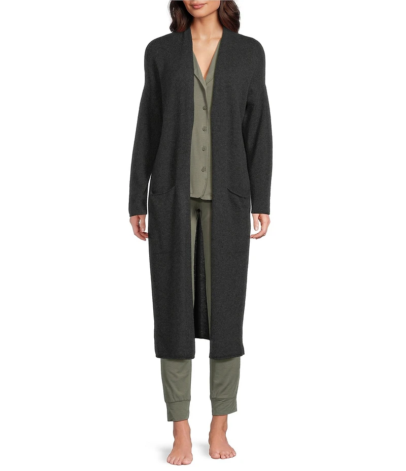 VAN WINKLE & CO. Long Sleeve Open Front Coordinating Lounge Duster Cashmere Cardigan