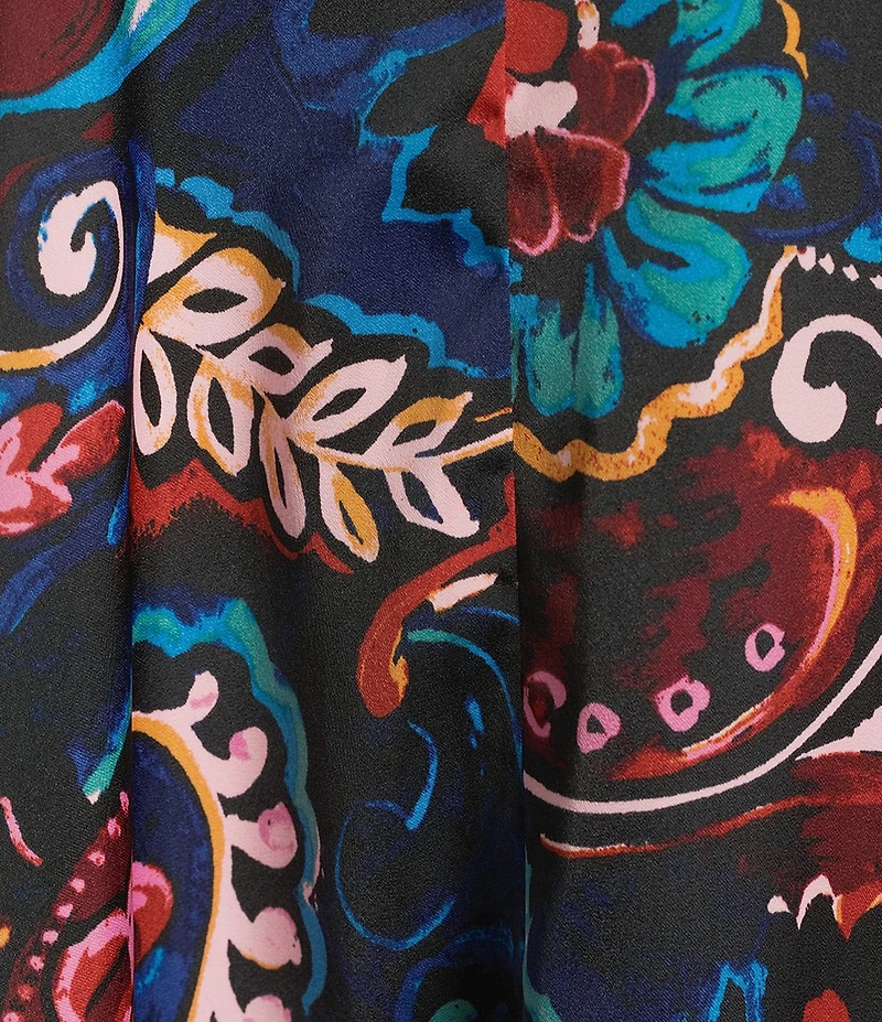 VAN WINKLE & CO. Moody Paisley Sleeveless V-Neck Satin Maxi Chemise