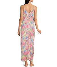 VAN WINKLE & CO. Paisley Print Washed Satin Sleeveless V-Neck Maxi Chemise