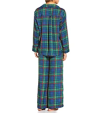 VAN WINKLE & CO. Plaid Print Notch Collar Long Sleeve Long Pajama Set