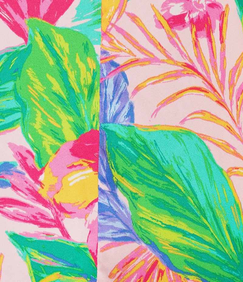 VAN WINKLE & CO. Plus Size Woven Satin Paradise Multi Print Sleeveless V-Neck Maxi Chemise