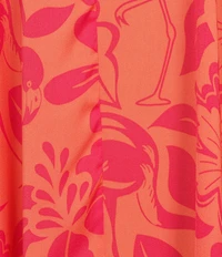 VAN WINKLE & CO. Satin Flamingo Print Sleeveless V-Neck Maxi Chemise
