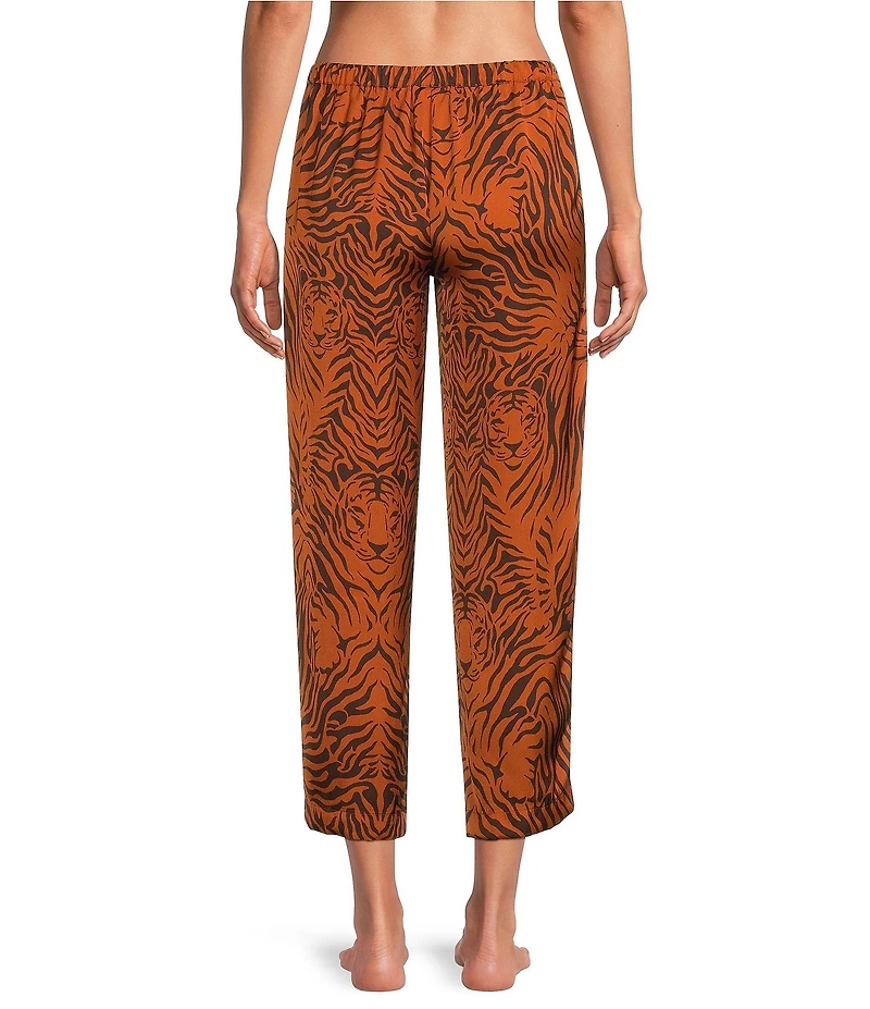 VAN WINKLE & CO. Satin Wild Tiger Print Coordinating Sleep Pants