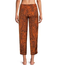VAN WINKLE & CO. Satin Wild Tiger Print Coordinating Sleep Pants