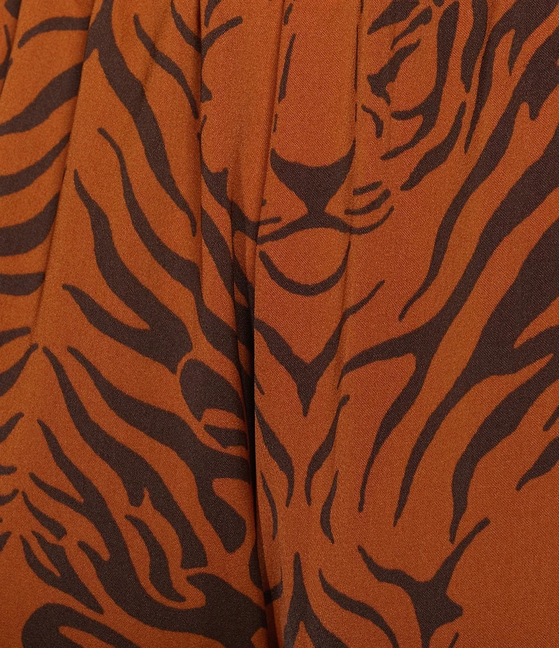 VAN WINKLE & CO. Satin Wild Tiger Print Coordinating Sleep Pants