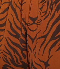 VAN WINKLE & CO. Satin Wild Tiger Print Coordinating Sleep Pants