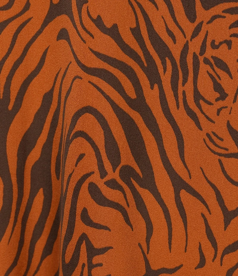 VAN WINKLE & CO. Satin Wild Tiger Print Sleeveless V-Neck Maxi Chemise
