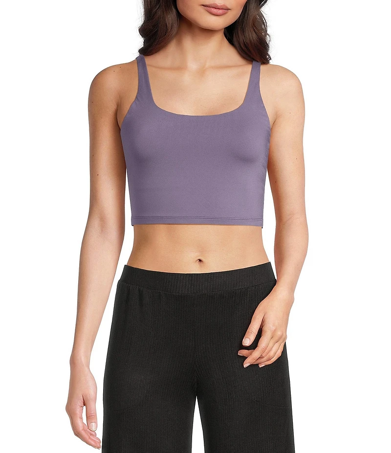 VAN WINKLE & CO. Scoop Neck Sleeveless Adjustable Convertible Strap Cropped Tank Top