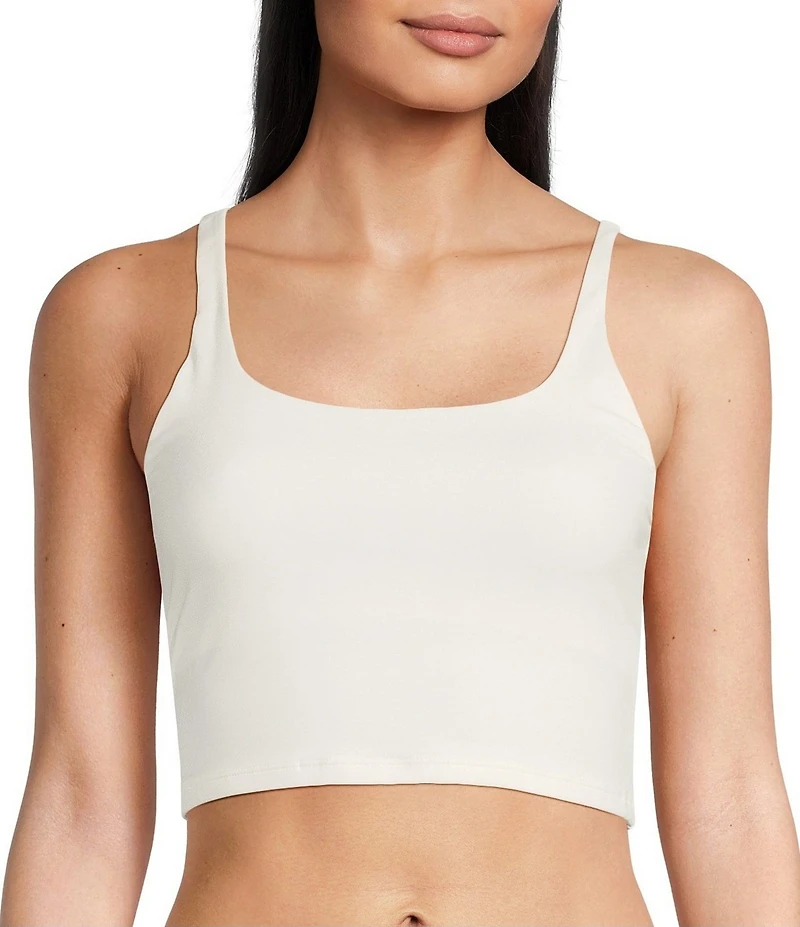 VAN WINKLE & CO. Scoop Neck Sleeveless Adjustable Convertible Strap Cropped Tank Top