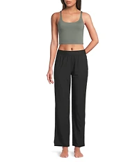 VAN WINKLE & CO. Scoop Neck Sleeveless Adjustable Convertible Strap Cropped Tank Top