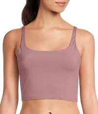 VAN WINKLE & CO. Scoop Neck Sleeveless Adjustable Convertible Strap Cropped Tank Top