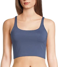 VAN WINKLE & CO. Scoop Neck Sleeveless Adjustable Convertible Strap Cropped Tank Top