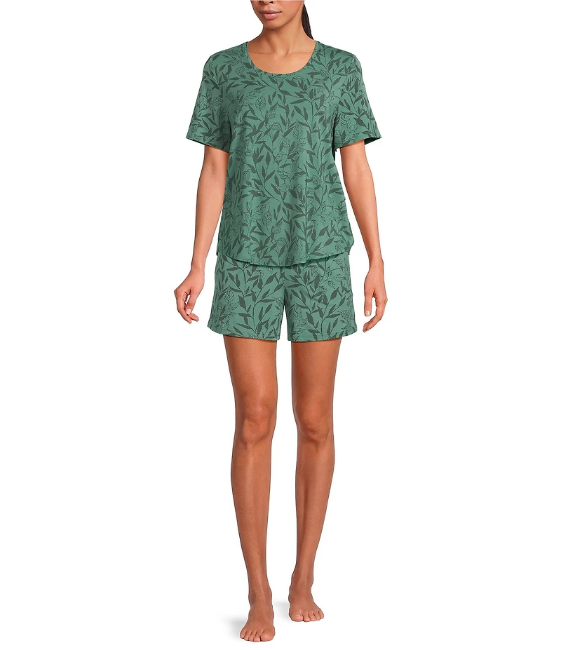 VAN WINKLE & CO. Shadow Leaf Knit Short Sleeve Scoop Neck Coordinating Sleep Top