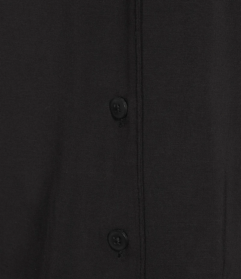 VAN WINKLE & CO. Solid Jersey Knit Short Sleeve Notch Collar Long Pajama Set