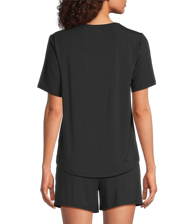 VAN WINKLE & CO. Solid Knit Short Sleeve Scoop Neck Coordinating Sleep Top