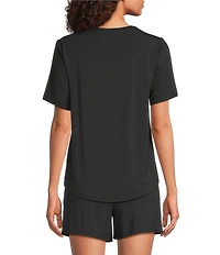 VAN WINKLE & CO. Solid Knit Short Sleeve Scoop Neck Coordinating Sleep Top