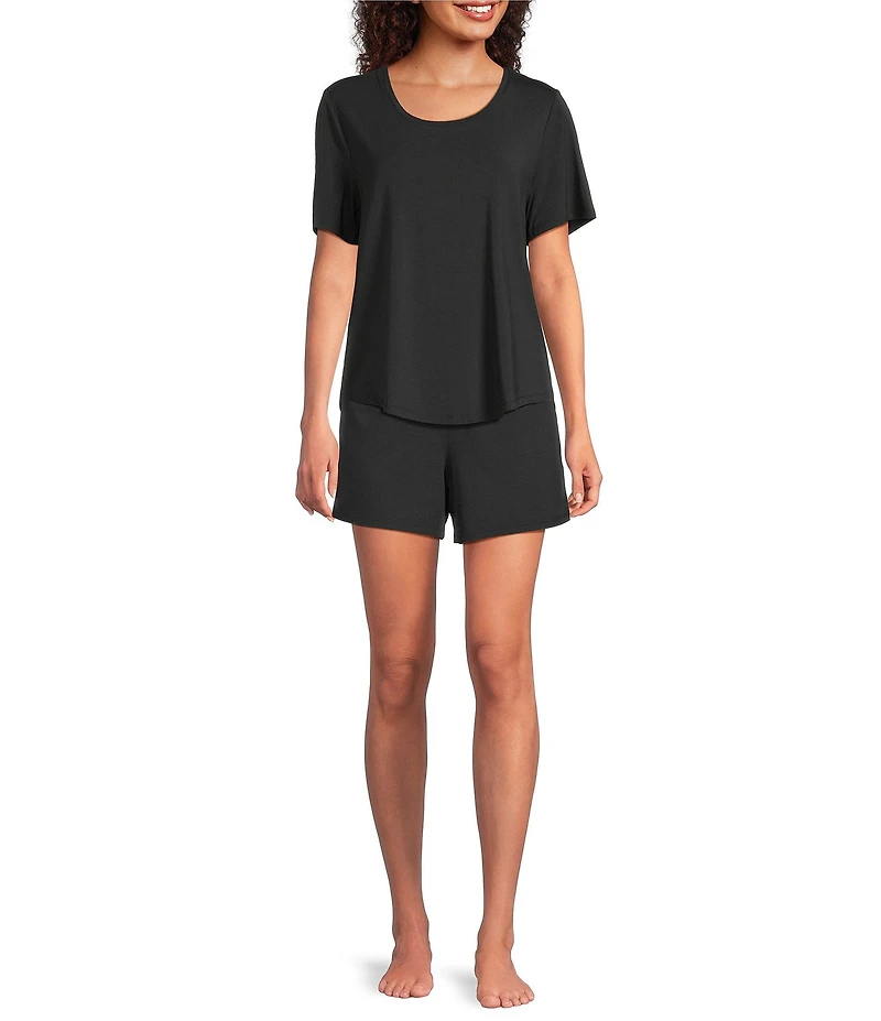 VAN WINKLE & CO. Solid Knit Short Sleeve Scoop Neck Coordinating Sleep Top