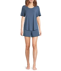 VAN WINKLE & CO. Solid Knit Short Sleeve Scoop Neck Coordinating Sleep Top