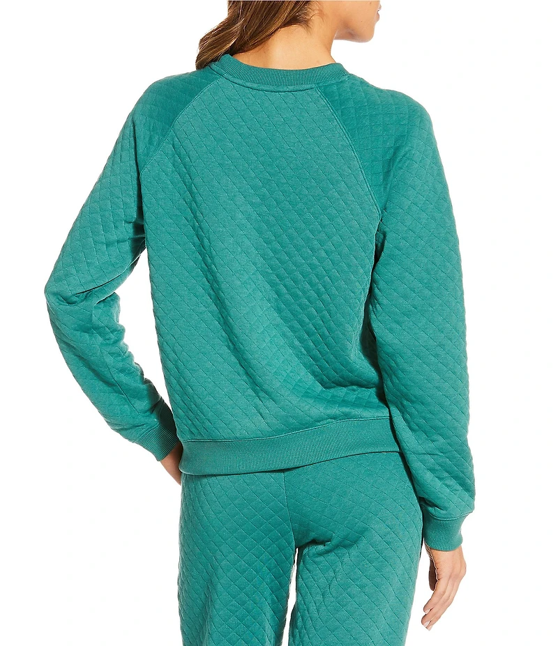 VAN WINKLE & CO. Solid Quilted Knit Long Sleeve Crew Neck Coordinating Lounge Top