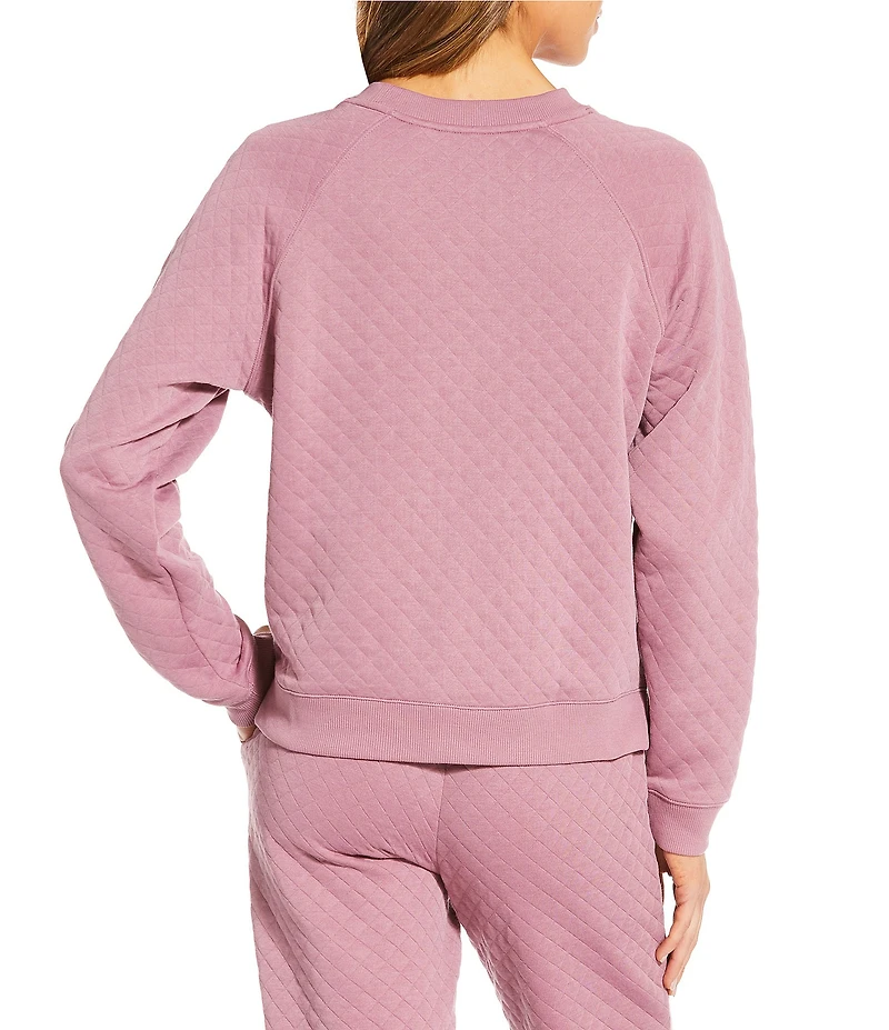 VAN WINKLE & CO. Solid Quilted Knit Long Sleeve Crew Neck Coordinating Lounge Top