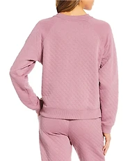 VAN WINKLE & CO. Solid Quilted Knit Long Sleeve Crew Neck Coordinating Lounge Top