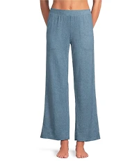VAN WINKLE & CO. Solid Ribbed Knit Wide Leg Coordinating Sleep Pants