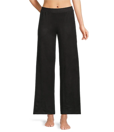 VAN WINKLE & CO. Solid Ribbed Knit Wide Leg Coordinating Sleep Pants