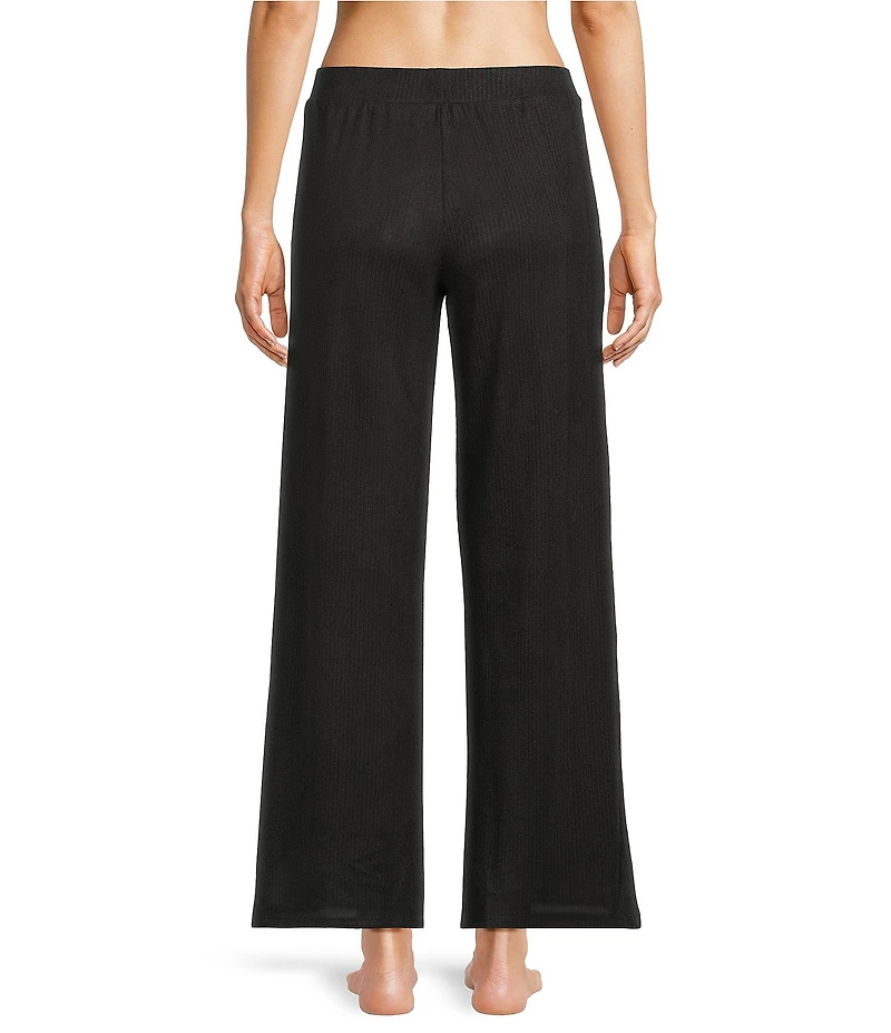 VAN WINKLE & CO. Solid Ribbed Knit Wide Leg Coordinating Sleep Pants