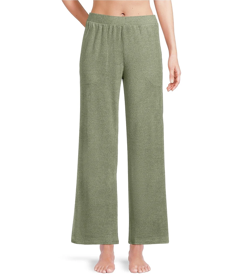 VAN WINKLE & CO. Solid Ribbed Knit Wide Leg Coordinating Sleep Pants