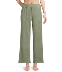 VAN WINKLE & CO. Solid Ribbed Knit Wide Leg Coordinating Sleep Pants