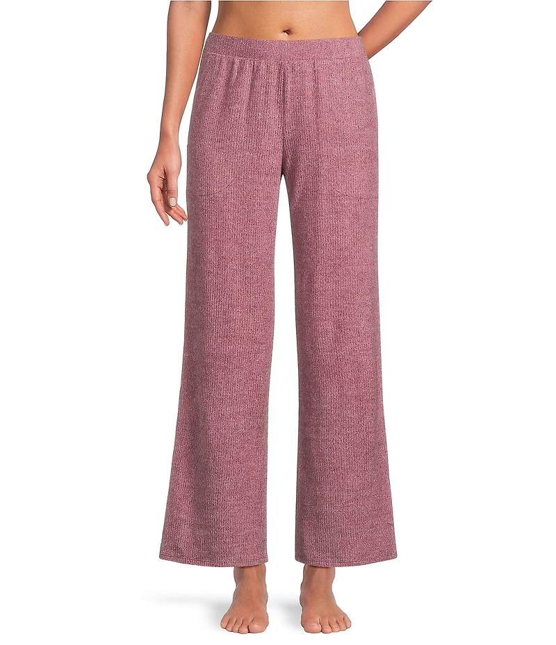VAN WINKLE & CO. Solid Ribbed Knit Wide Leg Coordinating Sleep Pants