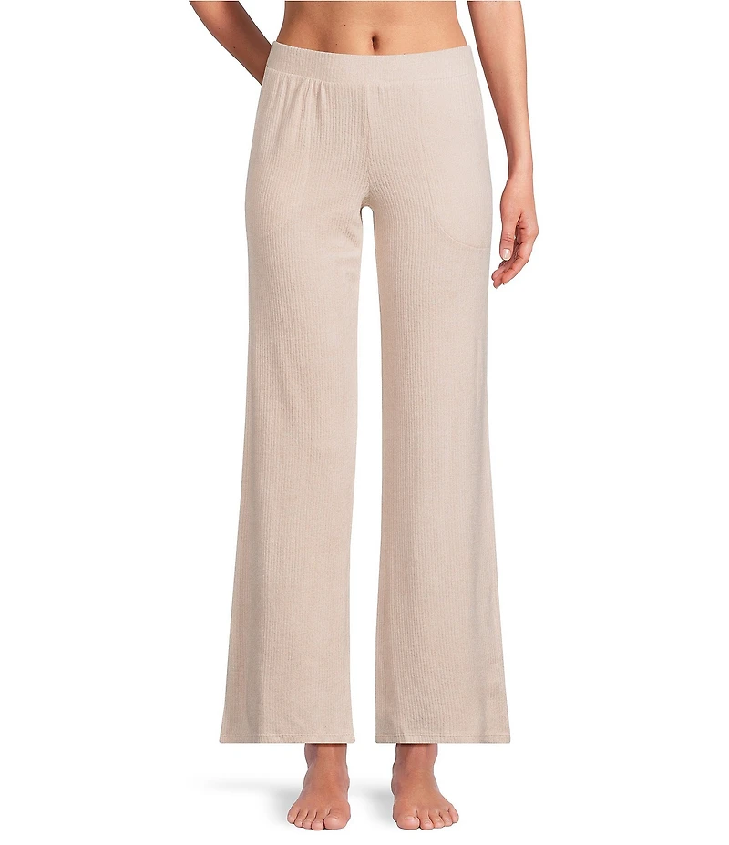 VAN WINKLE & CO. Solid Ribbed Knit Wide Leg Coordinating Sleep Pants