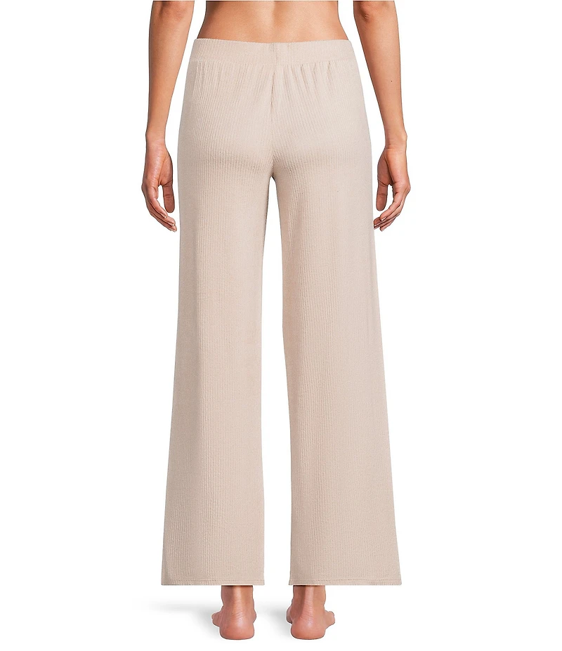 VAN WINKLE & CO. Solid Ribbed Knit Wide Leg Coordinating Sleep Pants
