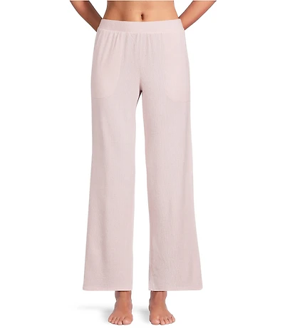 VAN WINKLE & CO. Solid Ribbed Knit Wide Leg Coordinating Sleep Pants