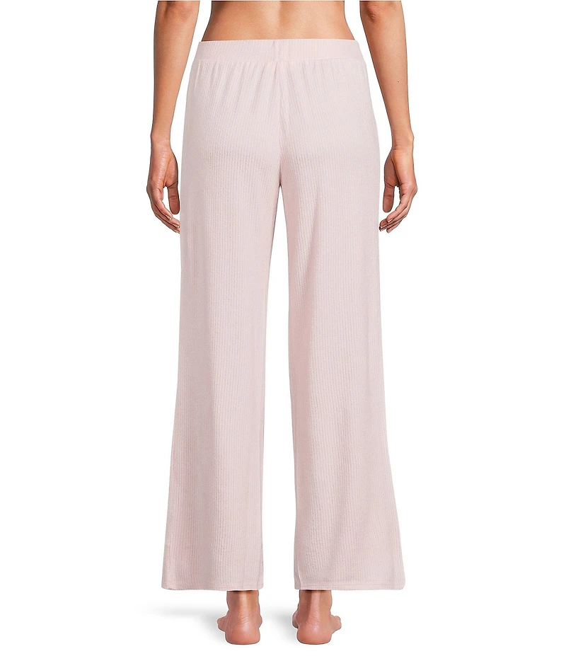 VAN WINKLE & CO. Solid Ribbed Knit Wide Leg Coordinating Sleep Pants