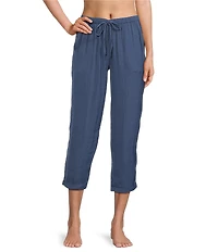 VAN WINKLE & CO. Solid Satin Drawstring Tie Coordinating Sleep Pants