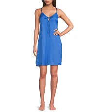 Van Winkle & Co. Solid Satin Sleeveless V-Neck Tie-Front Chemise